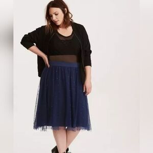 Torrid embroidered mesh midi skirt